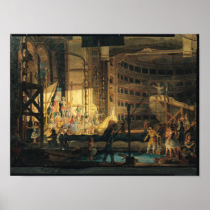 Het voorbereiden van Scenery in een Theater Poster
