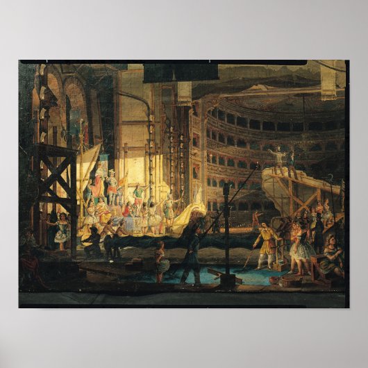 Het voorbereiden van Scenery in een Theater Poster (Voorkant)