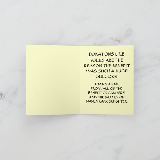 Het Voordeel van Kanker van kinderjaren dankt u Bedankkaart (Binnen)