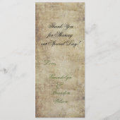 Het voorstel Groene Wedding Menu Kaart (Achterkant)