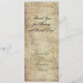 Het voorstel Groene Wedding Menu Kaart (Achterkant)