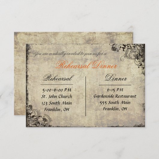 Het voorstel  repetitie diner Kaart (Voorkant / Achterkant)