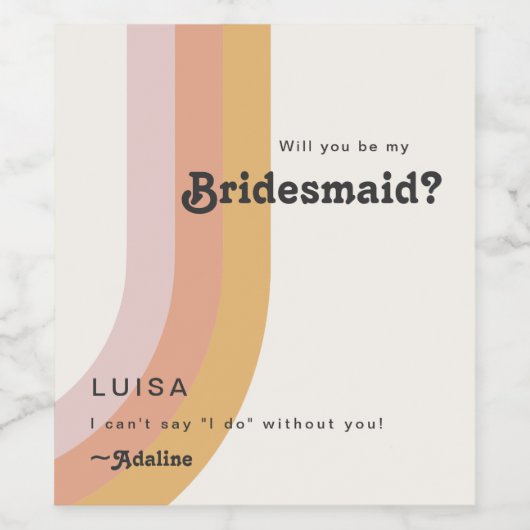 Het voorstel van de Rainbow Bridesmaid van de Mode Wijn Etiket (Enkel label)