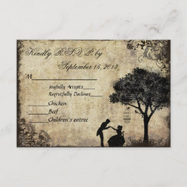 Het voorstel Vintage bruiloft RSVP Zwart Kaartje