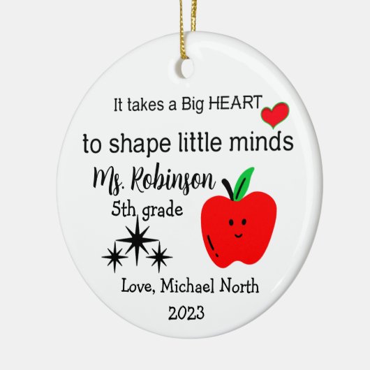 "Het vraagt een groot hart", leraar kerst ornament (Links)