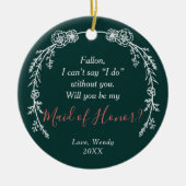 Het vragen van Maid van Eer Gepersonaliseerde Lijn Keramisch Ornament (Voorkant)