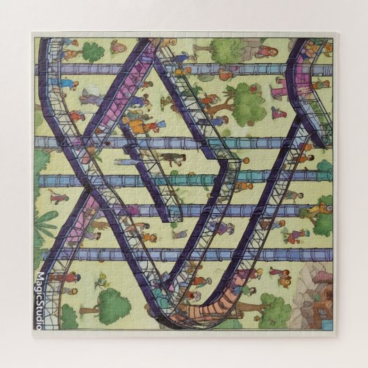 Het vreemde land van ladders en ladders puzzel legpuzzel (Horizontaal)