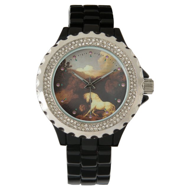 Het vriendelijke witte paard van een leeuw horloge (Voorkant)