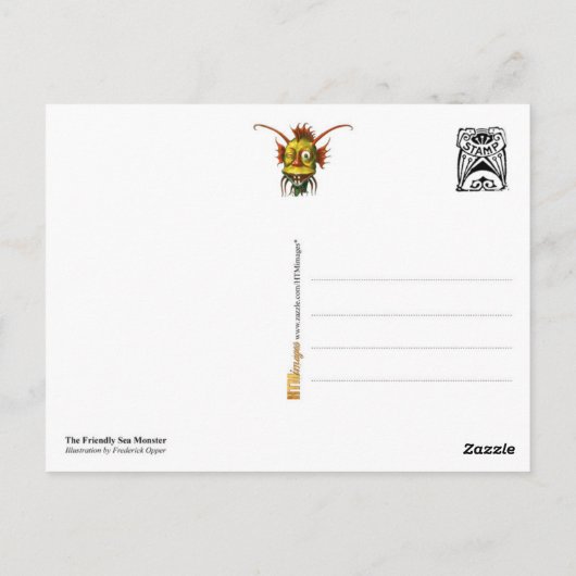 Het vriendelijke Zee Monster Briefkaart (Achterkant)