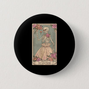 Het Vriendin Tarot Kaart Paar Skelet Gothic H Ronde Button 5,7 Cm