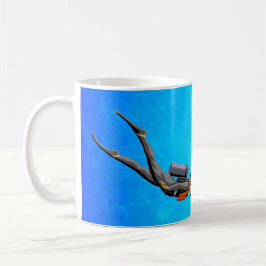 Het Vrij duiken van het man Koffiemok (Links)