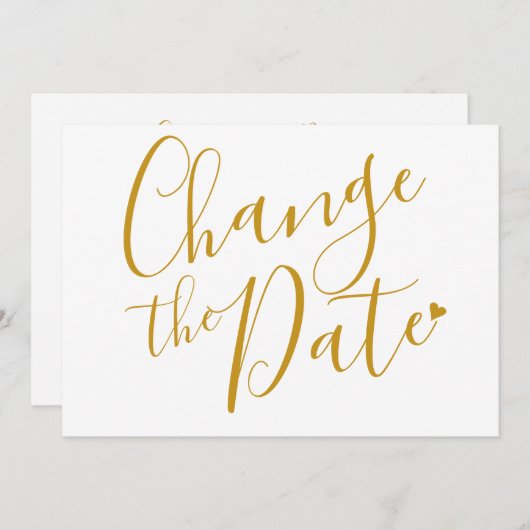 Het Vrijgezellenfeest Chic Gold Script Datum wijzi Save The Date (Voorkant / Achterkant)