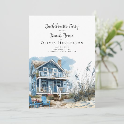 Het vrijgezellenfeest in het Beach House Kaart (Staand voorkant)