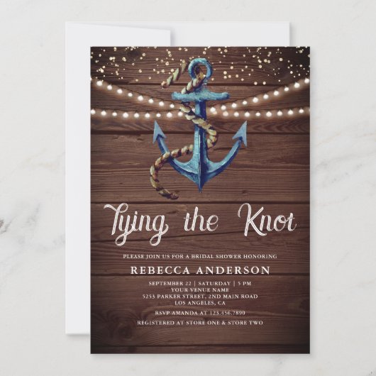 Het Vrijgezellenfeest Knot Navy Blue Anchor Kaart (Voorkant)