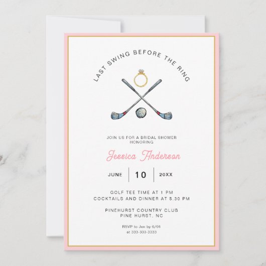 Het Vrijgezellenfeest "Last Swing Before The Ring" Kaart (Voorkant)