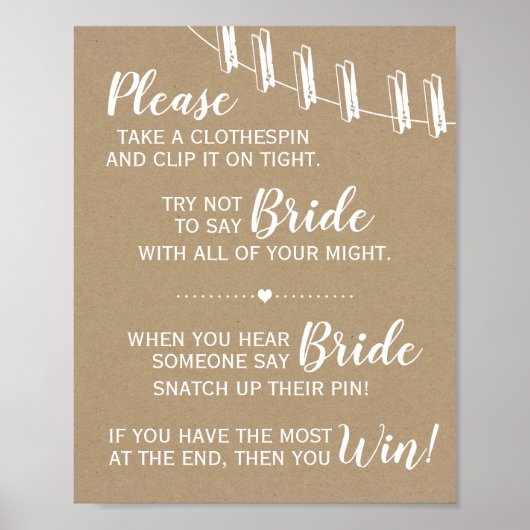 Het vrijgezellenfeest van het clothespin-spel is e poster (Voorkant)