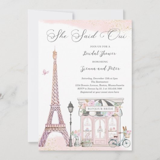 Het Vrijgezellenfeest van Parisian zei dat ze Oui  Kaart (Voorkant)