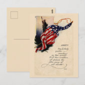 Het  Vrijheidsbeeld en de Amerikaanse vlag Briefkaart (Voorkant / Achterkant)