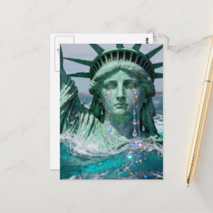Het Vrijheidsbeeld huilt en smelt Surrealistisch Briefkaart