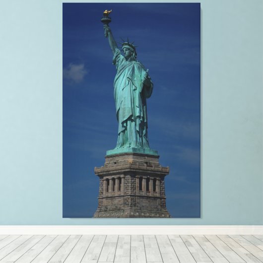 Het Vrijheidsbeeld op het gebied van de vogelstand Canvas Afdruk (Insitu (Houten vloer))