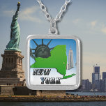 Het Vrijheidsbeeld van New York Empire State Build Zilver Vergulden Ketting<br><div class="desc">Kaart van New York, Vrijheidsbeeld, Monument product. Dit ziet er goed uit op elk product en maakt een geweldige reisherinnering. ⭐PERSONALISEER deze sjabloon met uw kunstwerk. ⭐Bewerk het verder om meer wijzigingen aan te brengen. ⭐BRENG dit ontwerp over op elk product. Bezoek al mijn winkels op bit.ly/SandyspiderStores (knippen en plakken)....</div>