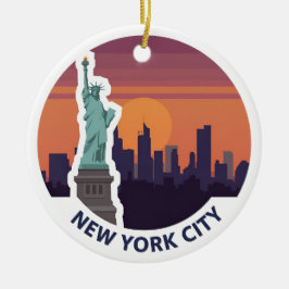 Het Vrijheidsbeeld van New York Skyline Keramisch Ornament