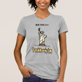 Het Vrijheidsbeeld van New York Skyline Simple Lin T-shirt