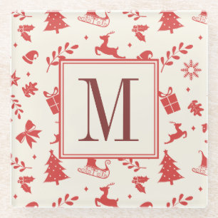 Het vrolijke Aanvankelijke Monogram van de Familie Glazen Onderzetter