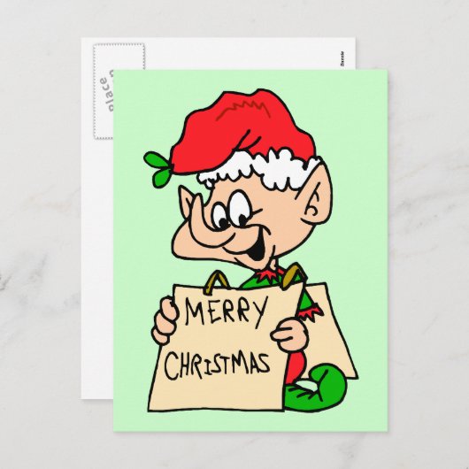 Het vrolijke Briefkaart van het Elf van Kerstmis (Voorkant / Achterkant)