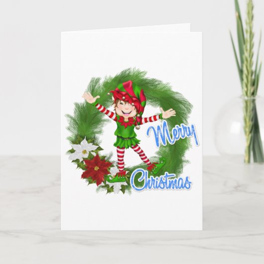 Het vrolijke Elf van Kerstmis Feestdagen Kaart (Voorkant)
