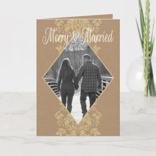 Het vrolijke & Gehuwde Huwelijk van de Vakantie Bedankkaart (Voorkant)