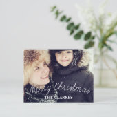 Het vrolijke Handschrift & de Foto van Kerstmis Feestdagenkaart (Staand voorkant)