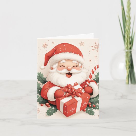 Het vrolijke moment van de Kerstman Feestdagen Kaart (Voorkant)