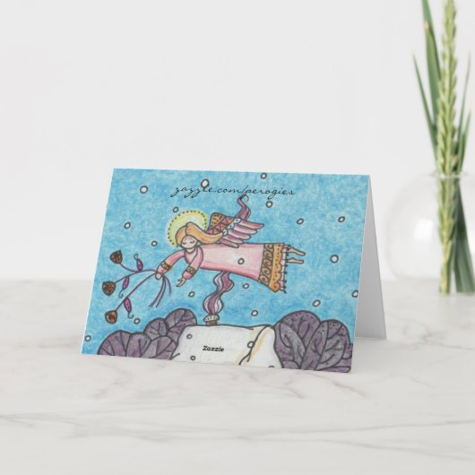 Het vrolijke Oekraïense VolksArt. van de Engel Feestdagen Kaart (Achterkant)