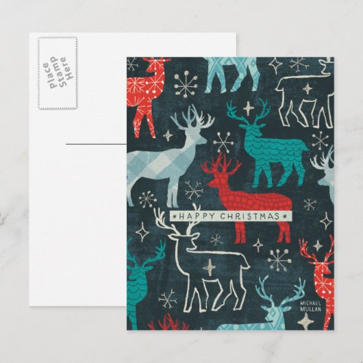 Het vrolijke Rendier van de Kersttijd Feestdagenkaart (Voorkant / Achterkant)