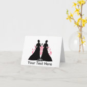 Het vrolijke Roze Lesbische Huwelijk van de Bruid Kaart (Gele Bloem)