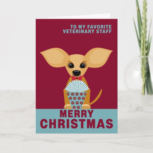 Het vrolijke Veterinaire Personeel Leuke Chihuahua Feestdagen Kaart (Voorkant)
