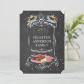 Het vrolijke Vintage Bord van Kerstmis Feestdagenkaart (Staand voorkant)