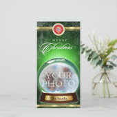 Het vrolijke Wereldbol van de Sneeuw van Kerstmis Feestdagenkaart (Staand voorkant)