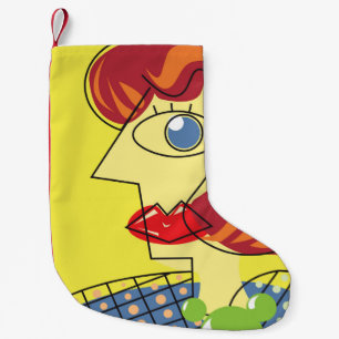 Het vrouw van het Cubisme portret kleurrijk Kleine Kerstsok