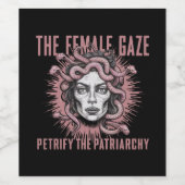 Het Vrouw versteent het patriarchaat Medusa Wijn Etiket (Enkel label)