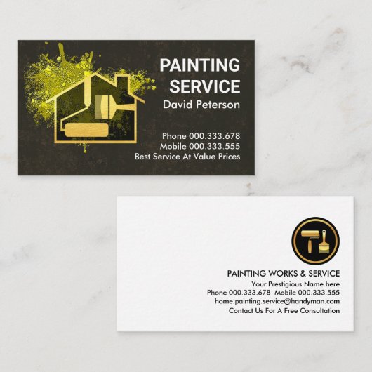 Het vuile Schilderen van de Muurverf Splatter Visitekaartje (Voorkant / Achterkant)