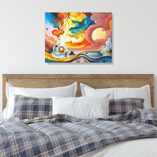 Het vuur sloeg waterbeetje canvas afdruk (Insitu (Slaapkamer))