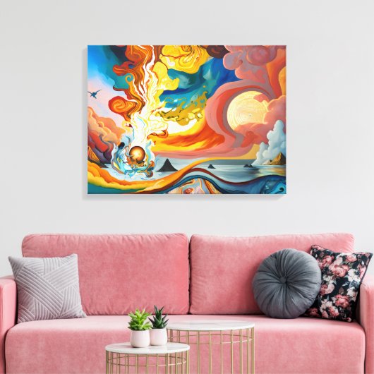 Het vuur sloeg waterbeetje canvas afdruk (Insitu (Woonkamer))