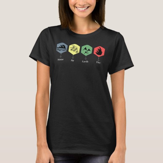 Het vuur van de lucht op de wateraarde de vier ele t-shirt (Voorkant)