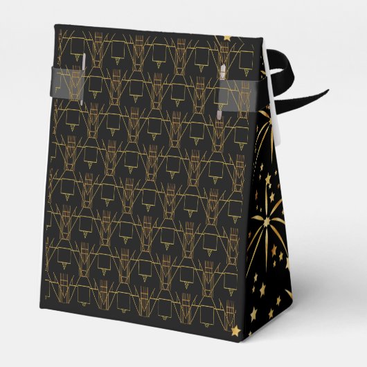 Het vuurwerk van 1920 in New Year's Eve Black Gold Bedankdoosjes (Achterkant)