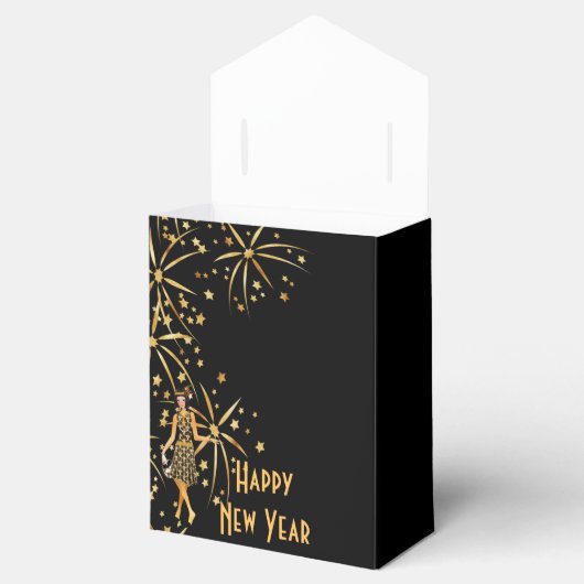 Het vuurwerk van 1920 in New Year's Eve Black Gold Bedankdoosjes (Geopend)