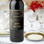 Het vuurwerk van 1920 in New Year's Eve Black Gold Wijn Etiket