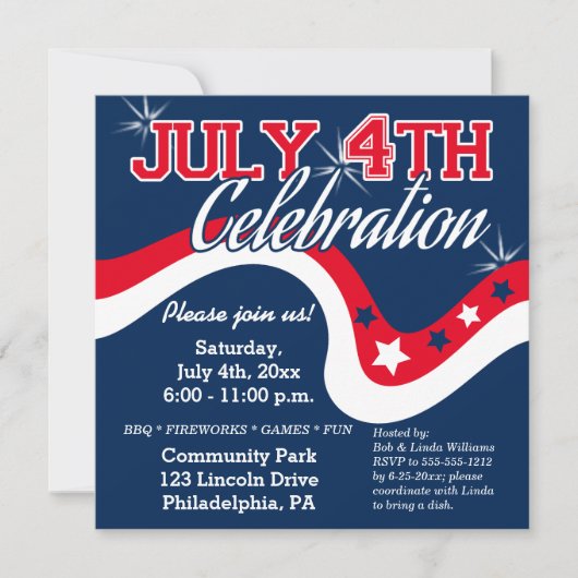 Het Vuurwerk van de Golf van de Dag van de Vierde  Kaart (Voorkant)