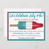 Het Vuurwerk van de Pop van de Raket van de Vierde Uitnodiging Briefkaart (Voorkant / Achterkant)